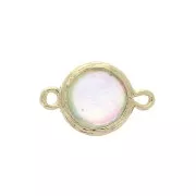 Connettore rotondo 2 anelli imitazione White Opale 19x12 mm Dorato x1
