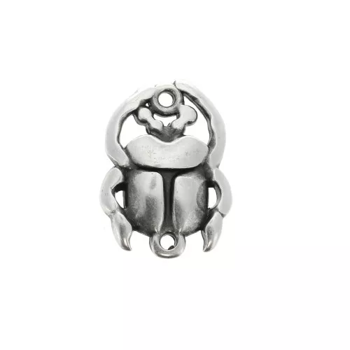 Distanziatore 2 anelli scarabeo in zamac 20x15 mm - Placcatura argento antico x1