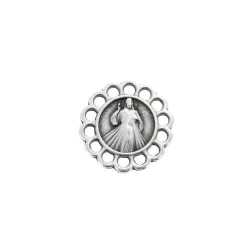 Distanziatore rotondo 14 anelli in zama motivo Vergine 15mm Placcatura argento antico x1