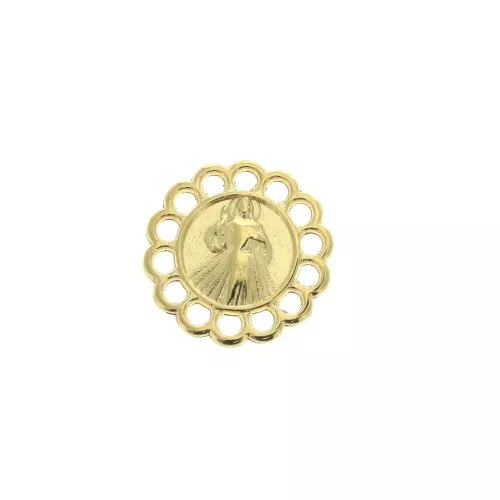 Distanziatore rotondo 14 anelli in zama motivo Vergine 15mm - Dorato con oro fino x1