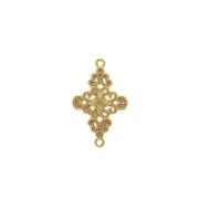 Distanziatore rombo lavorato 2 anelli motivo flore 19x12 mm - Dorato con oro fino x1|raw }}