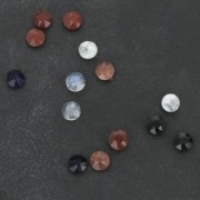 Cabochon rotondo sfaccettato 6mm Gold Stone - Pietra del Sole x1