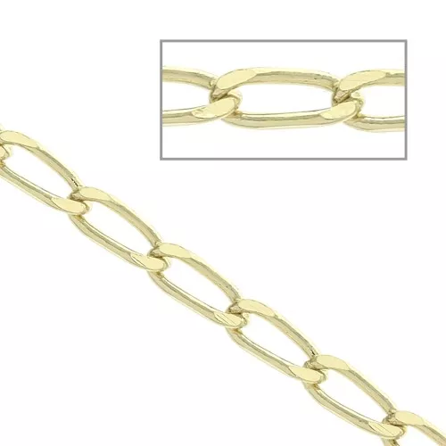 Catena maglia Cavallo specchio a 4 facce 2.7 mm - Placcato oro 3 microns x50 cm