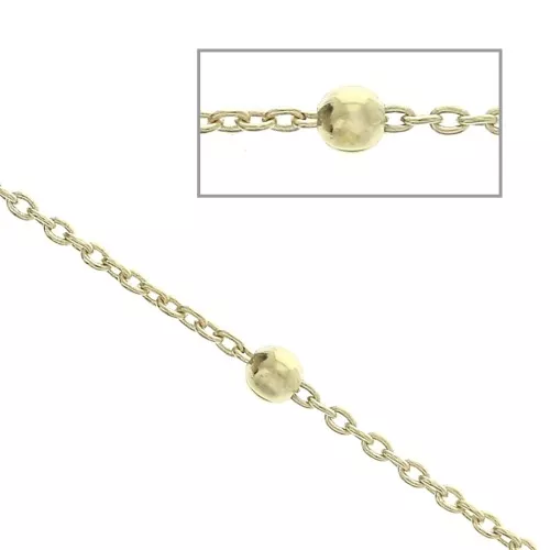 Catena maglia forçat alternata perline 2.5mm (1x3) Placcato oro 3 microns x50cm