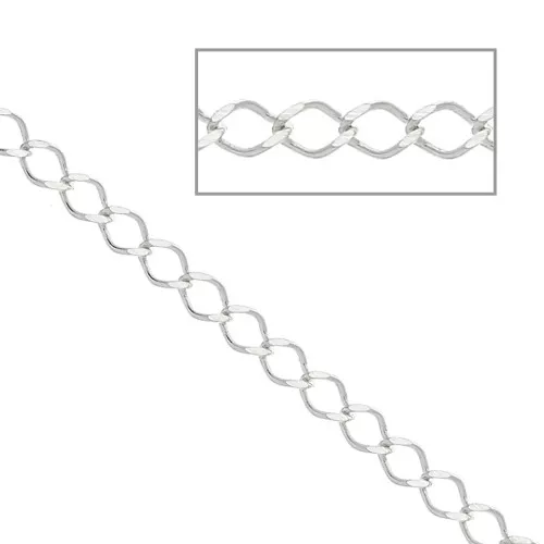 Catena maglia rombo specchio 2.3 mm in Argento 925 x50cm