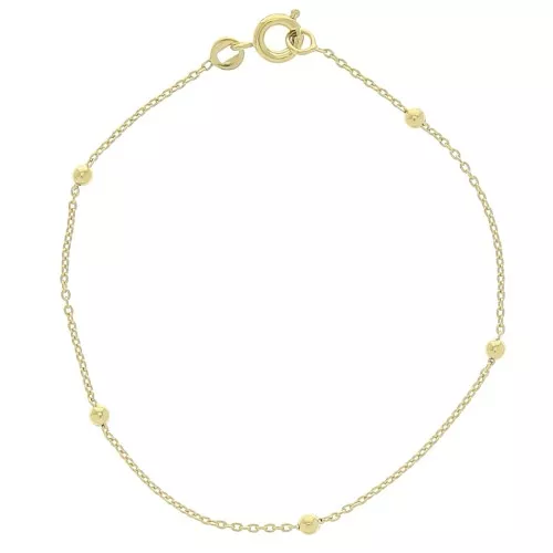 Bracciale maglia forçat alternando palle 2.5mm (1x3) Placcato oro 3 microns x18 cm