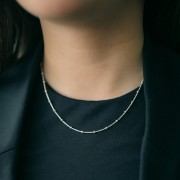 Girocollo maglia forçat alternando le palle 2.5 mm (1x1) - Argento 925 x42 cm