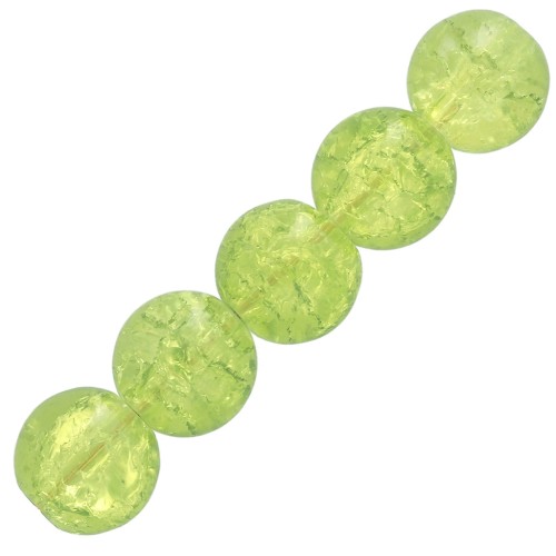 Cracked Beads mm. 12 Light Olivine x5
