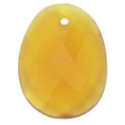Pendente gemma sfaccettato ovale 20x15 mm Calcedoine Jaune x1