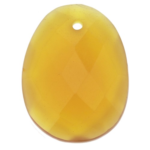 Pendente gemma sfaccettato ovale 20x15 mm Calcedoine Jaune x1