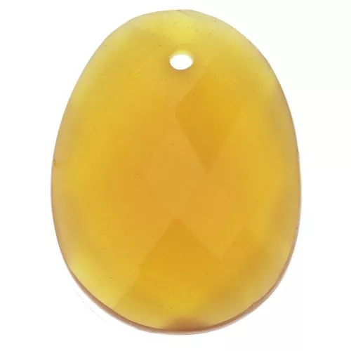 Pendente gemma sfaccettato ovale 20x15 mm Calcedoine Jaune x1