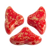 Perline in vetro Hélios® par Puca® 6x10 mm Red Coral Gold Splash x10g