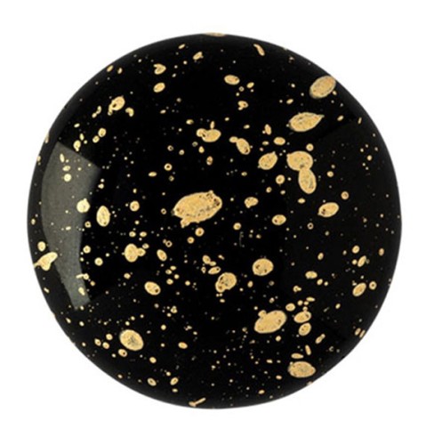 Cabochon di vetro di Puca® 25 mm Jet Gold Splash x1