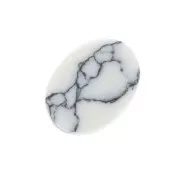 Disco piatto ovale 8x6 mm Pietra Gemma - Howlite x1