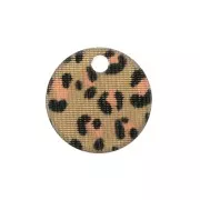 Sequin tondo in plexiglas 15 mm mod. leopardo - Beige - Rosa x1