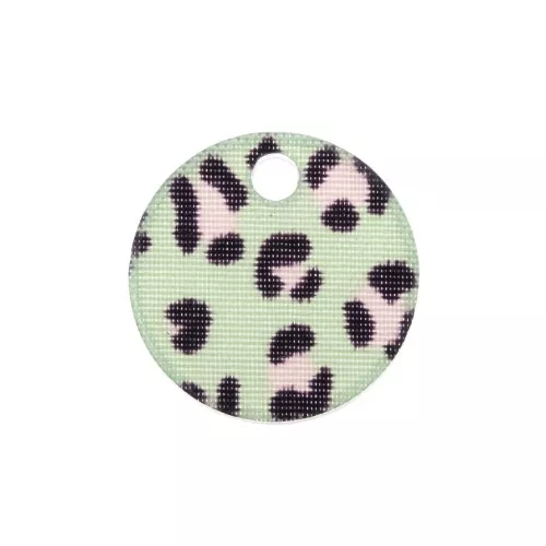 Sequin tondo in plexiglas 15 mm mod. leopardo - Verde - Rosa x1