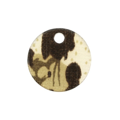 Sequin tondo in plexiglas 15 mm mod. leopardo - Marrone - Beige x1
