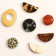 Sequin tondo in plexiglas 15 mm mod. leopardo - Marrone - Beige x1