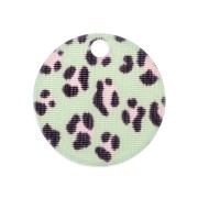 Sequin tondo in plexiglas 19 mm mod. leopardo - Verde - Rosa x1|raw }}