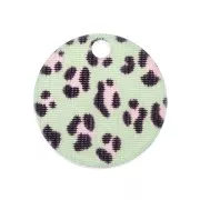 Sequin tondo in plexiglas 19 mm mod. leopardo - Verde - Rosa x1
