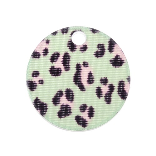 Sequin tondo in plexiglas 19 mm mod. leopardo - Verde - Rosa x1