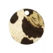 Sequin tondo in plexiglas 19 mm mod. leopardo - Marrone - Beige x1