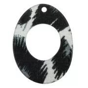 Pendente ovale in plexiglas 25x19mm mod leopardo - Nero/Blu/Grigio x1
