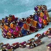 Perline in vetro Ginko Duo 2 fori 7.5x7.5 mm Bondeli Matt Purple x10g