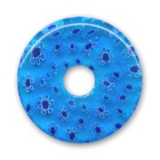Donuts Millefiori mm. 30 Aquamarina Fiori Blu