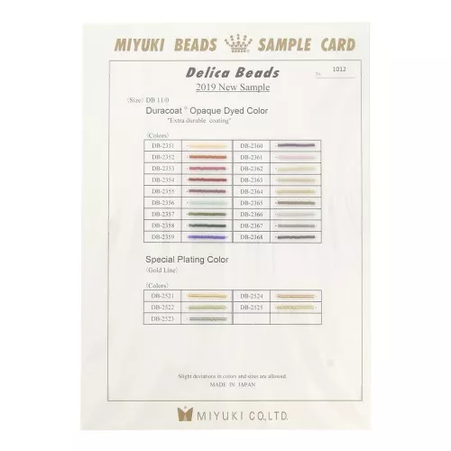 Tavola colori Miyuki Delica 11/0 - Sample Card (n°1012) - Duracoat Opaco Dyed Col