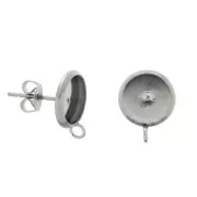 Orecchini con anellino per cabochon retro piatto 8 mm Acciaio Inox x2