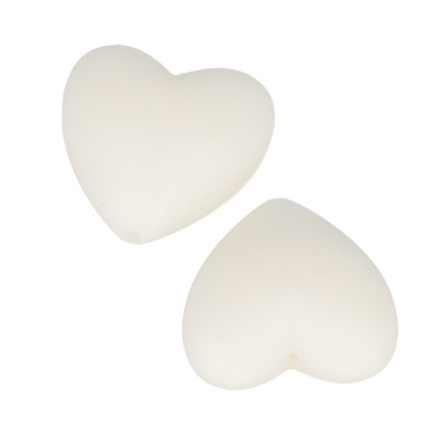 Perline di silicone a forma cuore 19x20 mm per l'attacco del ciuccio - Bianco x2