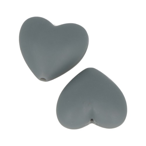 Perline di silicone forma cuore 19x20 mm per l'attacco del ciuccio-Grigio scuro x2