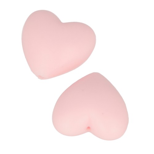 Perline di silicone forma cuore 19x20 mm per l'attacco del ciuccio-Rosa Layette x2
