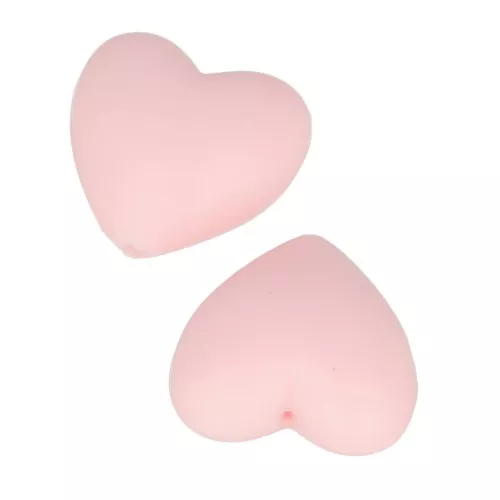 Perline di silicone forma cuore 19x20 mm per l'attacco del ciuccio-Rosa Layette x2
