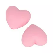 Perline di silicone a forma cuore 19x20 mm per l'attacco del ciuccio - Rosa x2