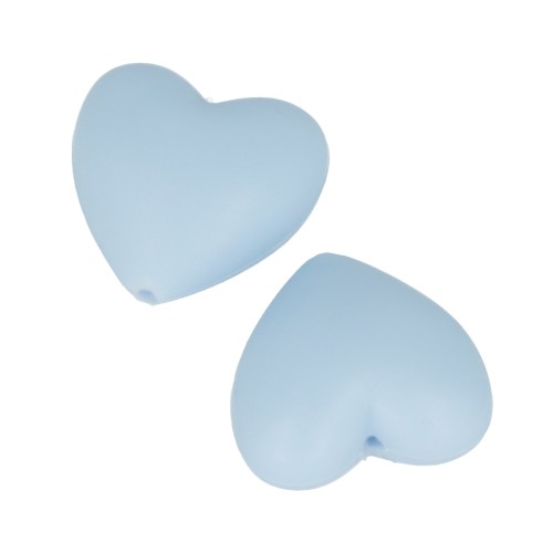 Perline di silicone a forma cuore 19x20 mm per l'attacco del ciuccio Blu Layette x2