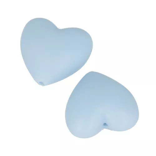Perline di silicone a forma cuore 19x20 mm per l'attacco del ciuccio Blu Layette x2