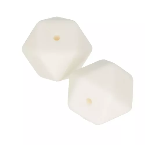 Perline esagonali in silicone 17 mm per fissaggio del ciuccio- Bianco x2