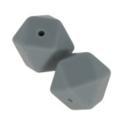 Perline esagonali in silicone 17 mm per fissaggio del ciuccio- Grigio scuro x2