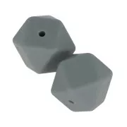 Perline esagonali in silicone 17 mm per fissaggio del ciuccio- Grigio scuro x2