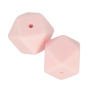 Perline esagonali in silicone 17 mm per fissaggio del ciuccio- - Rosa Layette x2