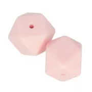 Perline esagonali in silicone 17 mm per fissaggio del ciuccio- - Rosa Layette x2