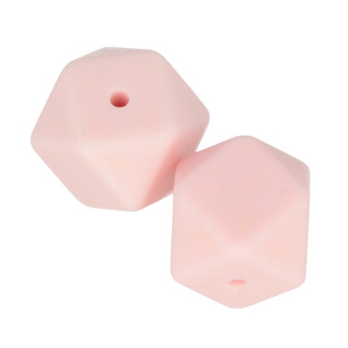 Perline esagonali in silicone 17 mm per fissaggio del ciuccio- - Rosa Layette x2