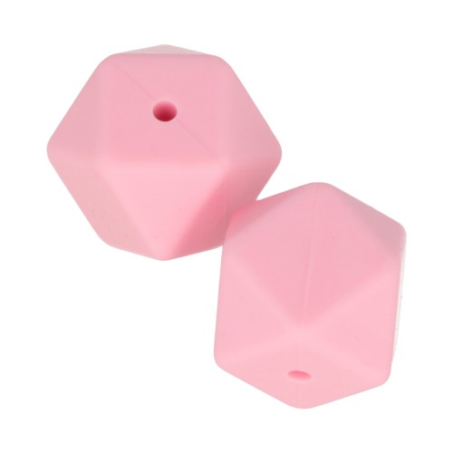 Perline esagonali in silicone 17 mm per fissaggio del ciuccio- - Rosa x2