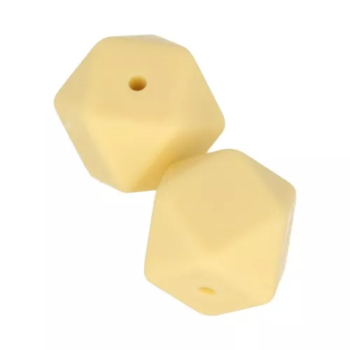 Perline esagonali in silicone 17 mm per fissaggio del ciuccio-- Giallo x2