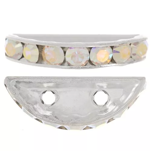 Rondella Mezza-Luna mm. 20x9 argentata Crystal AB x1