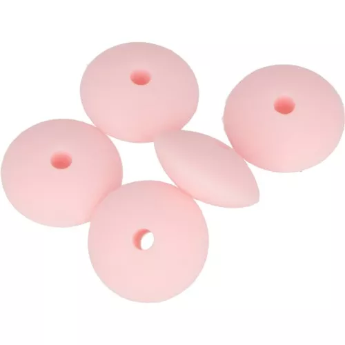 Perline rondella silicone 12 mm per il fissaggio del ciuccio-Rosa Layette x5