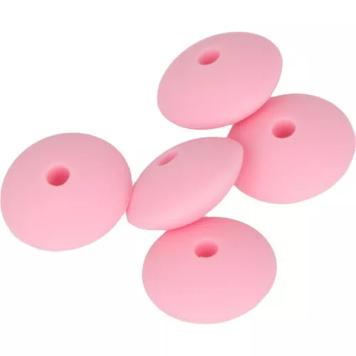 Perline rondella silicone 12 mm per il fissaggio del ciuccio-Rosa x5