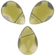 Perline en verre - Olivine briolette piatte mm. 11x9 x5